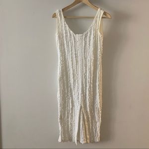 Vintage midi summer dress with front slit